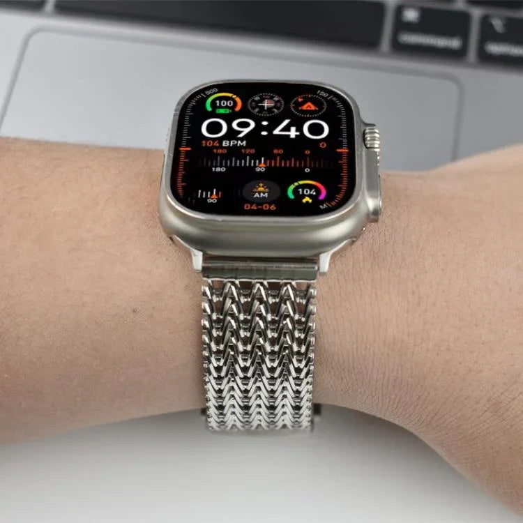 Pulseira de Relógio em Aço Inoxidável Magnética de Malha, Para Apple Watch 46mm / 49mm / 45mm / 44mm, Para Apple Watch 42mm / 41mm / 40mm / 38mm
