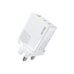 Carregador Rápido WK WP-U66 Kinkong 65W Dual USB-C / Type-C + USB GaN, Ficha UK, Ficha EUA, Ficha UE