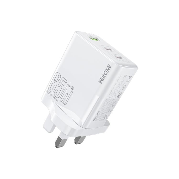 Carregador Rápido WK WP-U66 Kinkong 65W Dual USB-C / Type-C + USB GaN, Ficha UK, Ficha EUA, Ficha UE