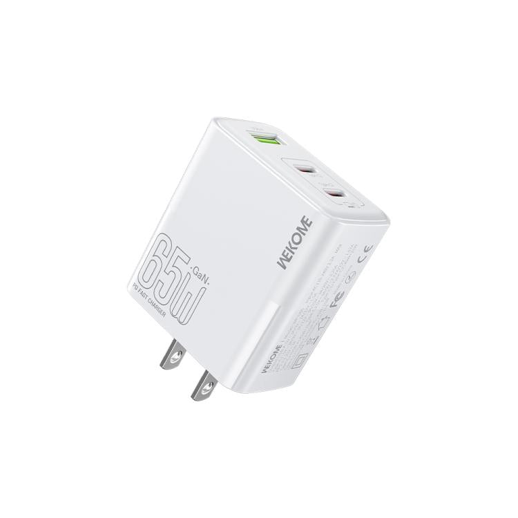 Carregador Rápido WK WP-U66 Kinkong 65W Dual USB-C / Type-C + USB GaN, Ficha UK, Ficha EUA, Ficha UE
