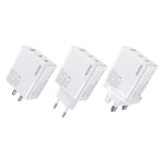 Carregador Rápido WK WP-U66 Kinkong 65W Dual USB-C / Type-C + USB GaN, Ficha UK, Ficha EUA, Ficha UE