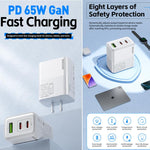 Carregador Rápido WK WP-U66 Kinkong 65W Dual USB-C / Type-C + USB GaN, Ficha UK, Ficha EUA, Ficha UE