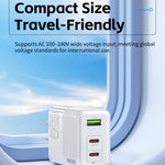 Carregador Rápido WK WP-U66 Kinkong 65W Dual USB-C / Type-C + USB GaN, Ficha UK, Ficha EUA, Ficha UE
