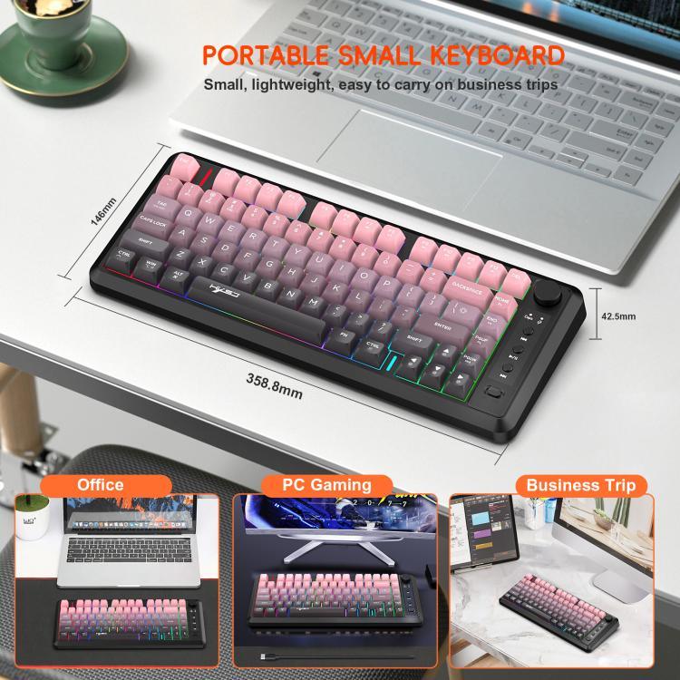 Teclado Fino com Luz RGB e Três Modos Sem Fios HXSJ L400 81 Teclas