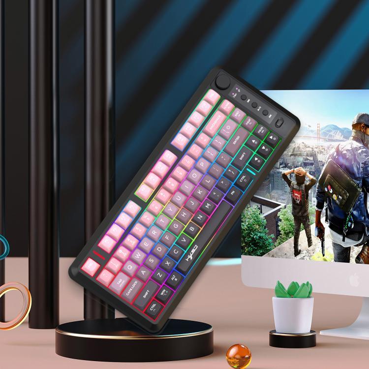 Teclado Fino com Luz RGB e Três Modos Sem Fios HXSJ L400 81 Teclas