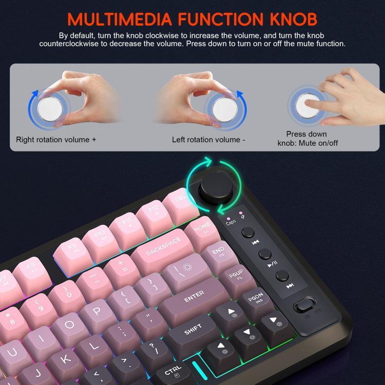 Teclado Fino com Luz RGB e Três Modos Sem Fios HXSJ L400 81 Teclas