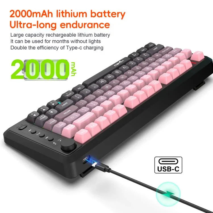 Teclado Fino com Luz RGB e Três Modos Sem Fios HXSJ L400 81 Teclas