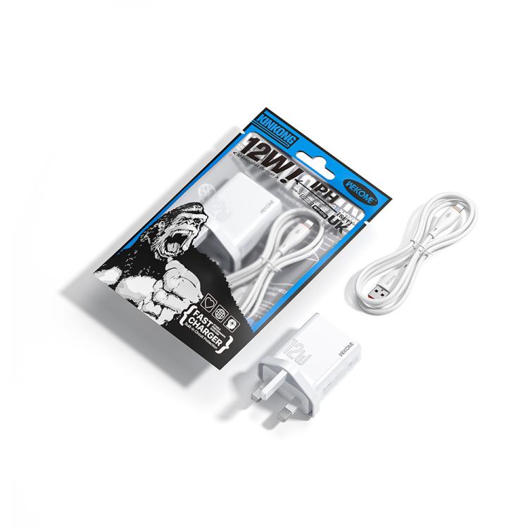 Conjunto de Carregador USB WK WP-U76 Kinkong 12W, Ficha UK, Ficha EUA, Ficha UE