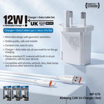 Conjunto de Carregador USB WK WP-U76 Kinkong 12W, Ficha UK, Ficha EUA, Ficha UE