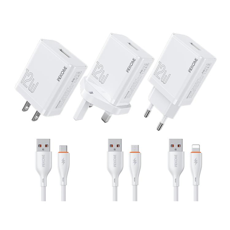 Conjunto de Carregador USB WK WP-U76 Kinkong 12W, Ficha UK, Ficha EUA, Ficha UE