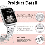 Pulseira de Relógio em Aço Inoxidável com Joias de Diamante xDfind, Para Apple Watch 42 / 44 / 45 / 46 / 49mm, Para Apple Watch 38 / 40 / 41 / S10 42mm