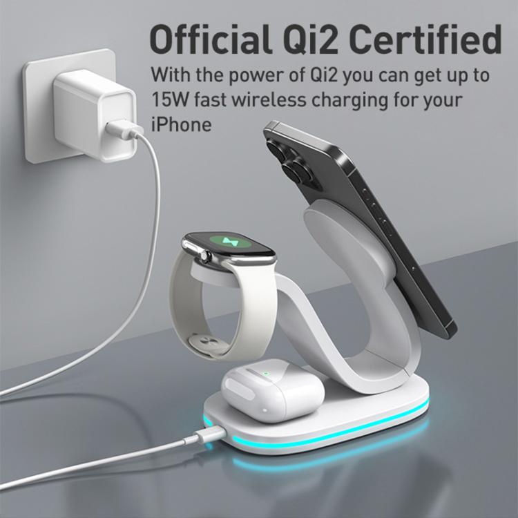 Carregador Sem Fios Universal 3 em 1 para Telemóvel / Auriculares / Relógio, Universal 3 em 1 (Preto), Universal 3 em 1 (Branco)