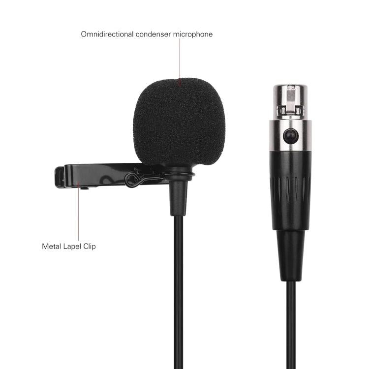 Microfone de Lapela Metálico, Comprimento do Cabo: 1.5m, Conector XLR de 3 Pinos, Conector XLR de 4 Pinos