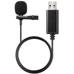 Microfone de Lapela com Interface USB para Gravação de Conferências ao Vivo em Portátil, Interface USB