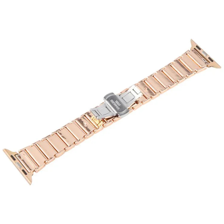 Pulseira de Relógio em Aço Cerâmico com Três Contas 18mm, Para Apple Watch 46mm / 49mm / 45mm / 44mm, Para Apple Watch 42mm / 41mm / 40mm / 38mm