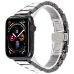 Pulseira de Relógio em Aço Cerâmico com Três Contas 18mm, Para Apple Watch 46mm / 49mm / 45mm / 44mm, Para Apple Watch 42mm / 41mm / 40mm / 38mm