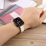 Pulseira de Relógio em Aço Cerâmico com Três Contas 18mm, Para Apple Watch 46mm / 49mm / 45mm / 44mm, Para Apple Watch 42mm / 41mm / 40mm / 38mm