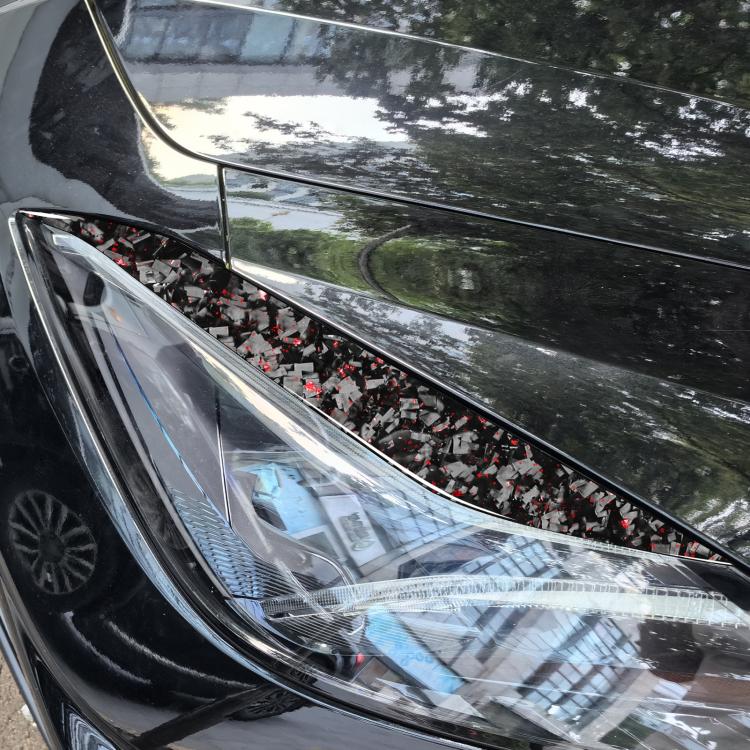 2pcs/Set Forged Gold Foil Carbon Fiber Car Light Eyebrow Decorative Sticker for Chevrolet Corvette C8 2020-, Left and Right Driver, Light Eyebrow
