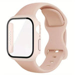 Correia de Relógio em Silicone com Fivela Borboleta e Capa Integrada em PC com Filme, Para Apple Watch Series 44mm, Para Apple Watch Series 40mm, Para Apple Watch Series 10 / 11 46mm, Para Apple Watch Series 10 / 11 42mm, Para Apple Watch Series 45mm