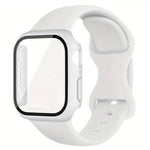 Correia de Relógio em Silicone com Fivela Borboleta e Capa Integrada em PC com Filme, Para Apple Watch Series 44mm, Para Apple Watch Series 40mm, Para Apple Watch Series 10 / 11 46mm, Para Apple Watch Series 10 / 11 42mm, Para Apple Watch Series 45mm