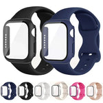 Correia de Relógio em Silicone com Fivela Borboleta e Capa Integrada em PC com Filme, Para Apple Watch Series 44mm, Para Apple Watch Series 40mm, Para Apple Watch Series 10 / 11 46mm, Para Apple Watch Series 10 / 11 42mm, Para Apple Watch Series 45mm