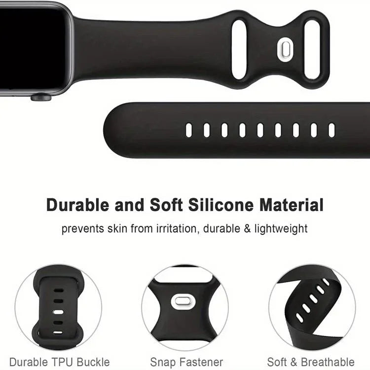 Correia de Relógio em Silicone com Fivela Borboleta e Capa Integrada em PC com Filme, Para Apple Watch Series 44mm, Para Apple Watch Series 40mm, Para Apple Watch Series 10 / 11 46mm, Para Apple Watch Series 10 / 11 42mm, Para Apple Watch Series 45mm