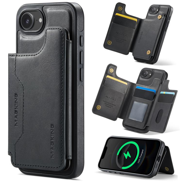 Capa de telemóvel destacável MAGKING K3 Series MagSafe com bolsa para cartão RFID, para iPhone 17e / 16e, para iPhone 17, para iPhone 16 Pro Max, para iPhone 16 Pro, para iPhone 16 Plus, para iPhone 16