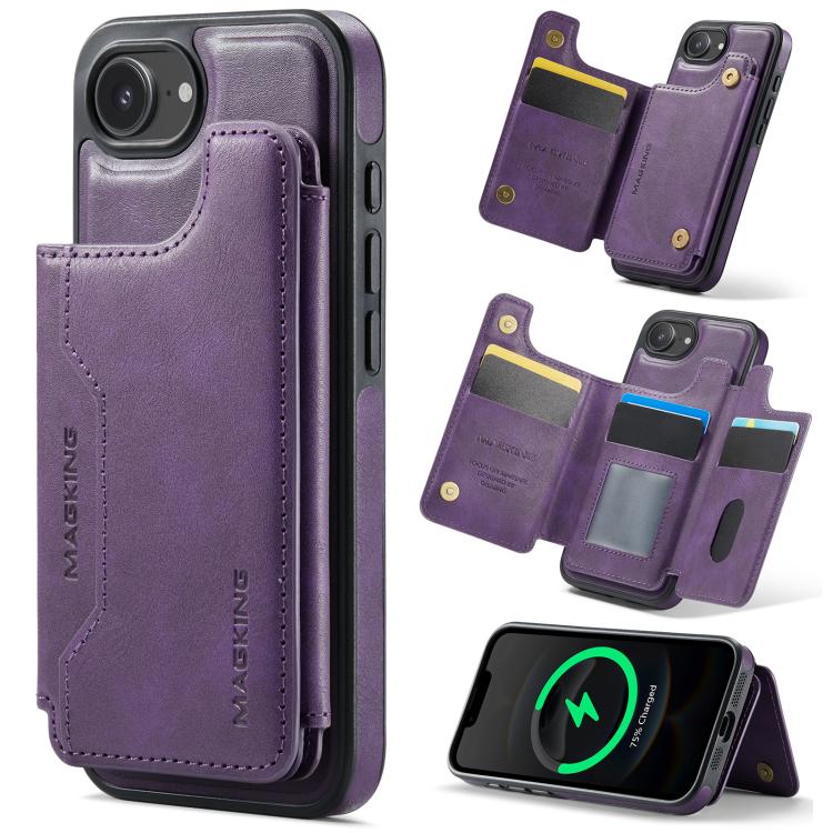 Capa de telemóvel destacável MAGKING K3 Series MagSafe com bolsa para cartão RFID, para iPhone 17e / 16e, para iPhone 17, para iPhone 16 Pro Max, para iPhone 16 Pro, para iPhone 16 Plus, para iPhone 16