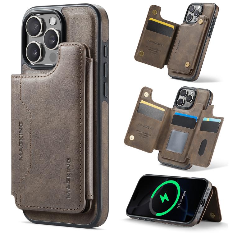 Capa de telemóvel destacável MAGKING K3 Series MagSafe com bolsa para cartão RFID, para iPhone 17e / 16e, para iPhone 17, para iPhone 16 Pro Max, para iPhone 16 Pro, para iPhone 16 Plus, para iPhone 16