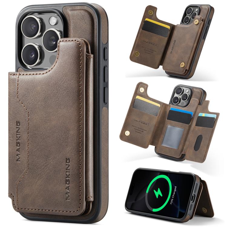 Capa de telemóvel destacável MAGKING K3 Series MagSafe com bolsa para cartão RFID, para iPhone 17e / 16e, para iPhone 17, para iPhone 16 Pro Max, para iPhone 16 Pro, para iPhone 16 Plus, para iPhone 16