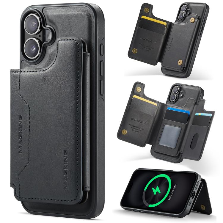 Capa de telemóvel destacável MAGKING K3 Series MagSafe com bolsa para cartão RFID, para iPhone 17e / 16e, para iPhone 17, para iPhone 16 Pro Max, para iPhone 16 Pro, para iPhone 16 Plus, para iPhone 16