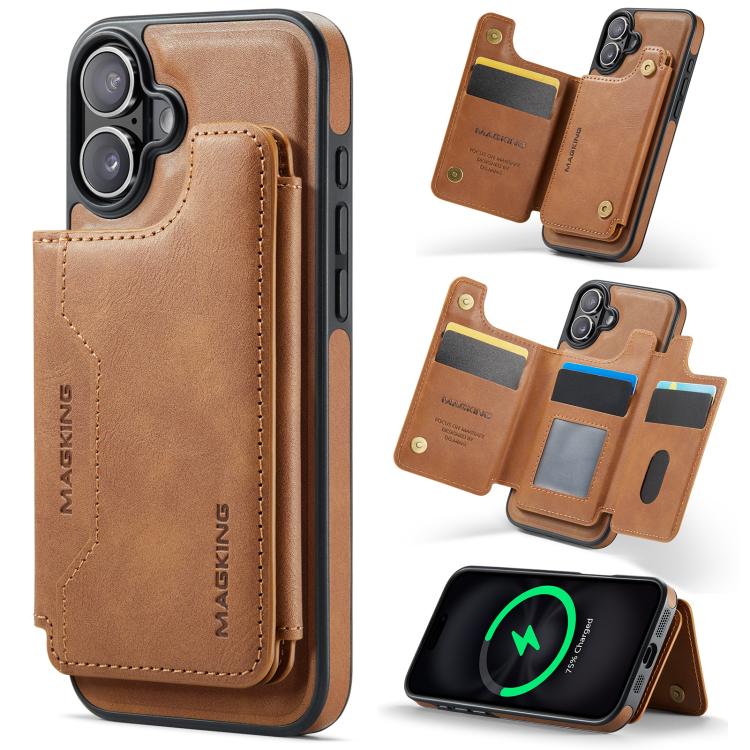 Capa de telemóvel destacável MAGKING K3 Series MagSafe com bolsa para cartão RFID, para iPhone 17e / 16e, para iPhone 17, para iPhone 16 Pro Max, para iPhone 16 Pro, para iPhone 16 Plus, para iPhone 16