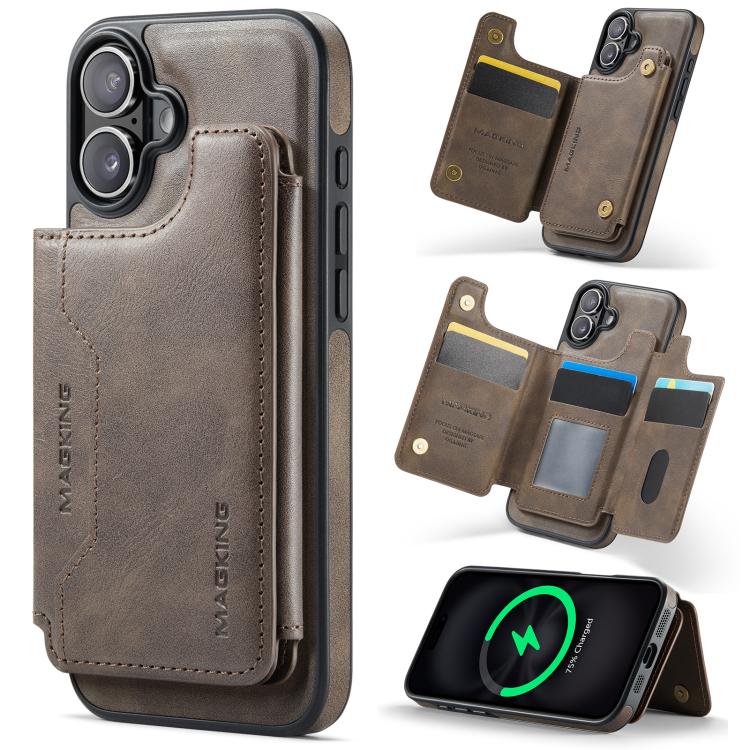 Capa de telemóvel destacável MAGKING K3 Series MagSafe com bolsa para cartão RFID, para iPhone 17e / 16e, para iPhone 17, para iPhone 16 Pro Max, para iPhone 16 Pro, para iPhone 16 Plus, para iPhone 16