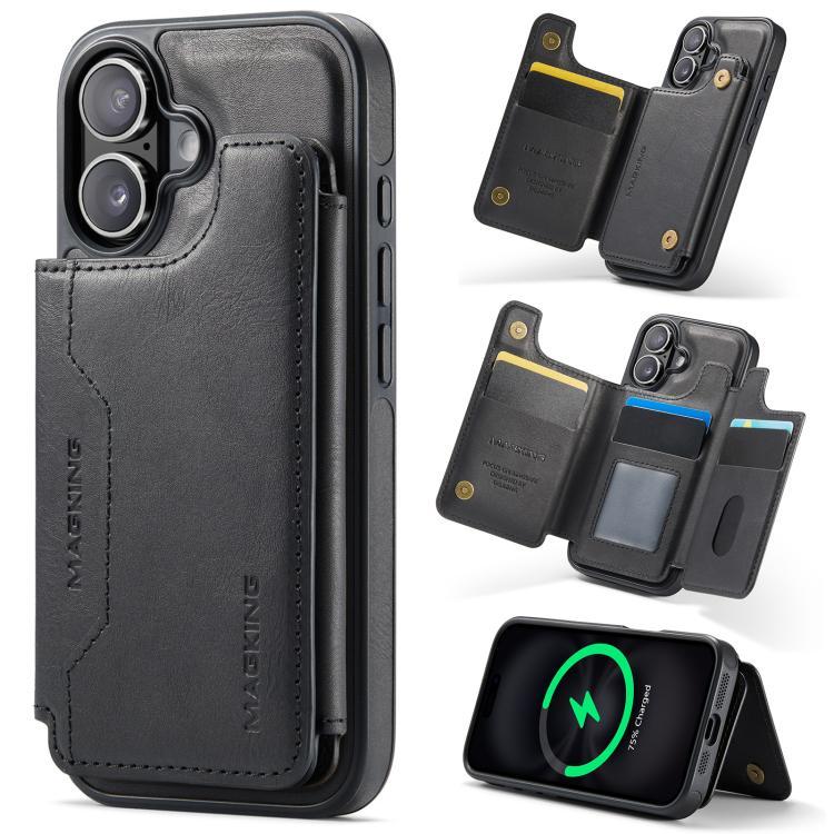 Capa de telemóvel destacável MAGKING K3 Series MagSafe com bolsa para cartão RFID, para iPhone 17e / 16e, para iPhone 17, para iPhone 16 Pro Max, para iPhone 16 Pro, para iPhone 16 Plus, para iPhone 16