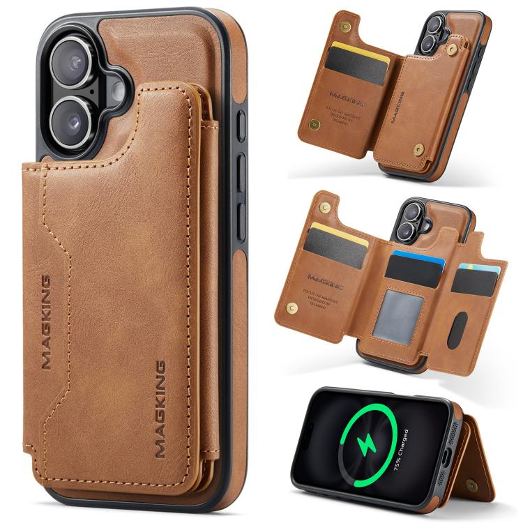 Capa de telemóvel destacável MAGKING K3 Series MagSafe com bolsa para cartão RFID, para iPhone 17e / 16e, para iPhone 17, para iPhone 16 Pro Max, para iPhone 16 Pro, para iPhone 16 Plus, para iPhone 16