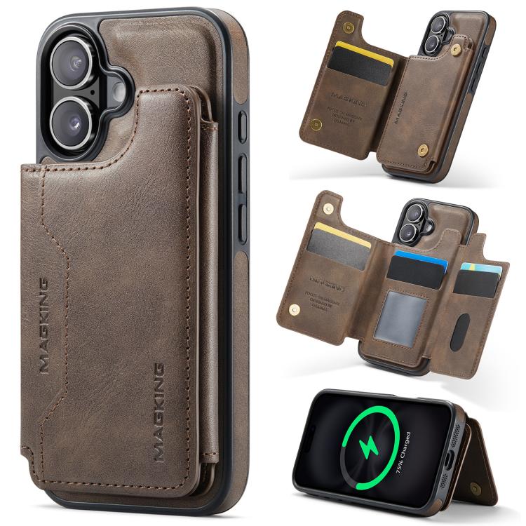 Capa de telemóvel destacável MAGKING K3 Series MagSafe com bolsa para cartão RFID, para iPhone 17e / 16e, para iPhone 17, para iPhone 16 Pro Max, para iPhone 16 Pro, para iPhone 16 Plus, para iPhone 16