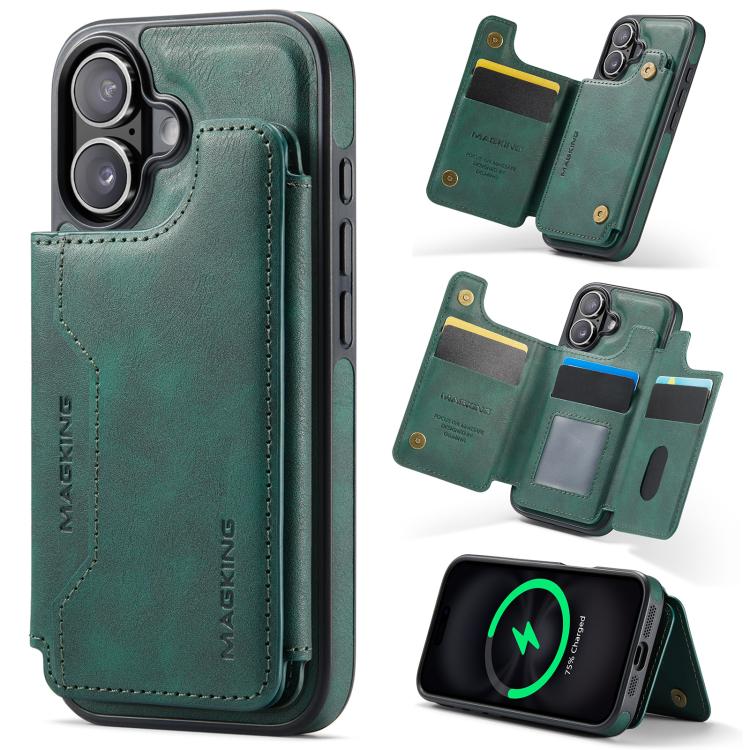 Capa de telemóvel destacável MAGKING K3 Series MagSafe com bolsa para cartão RFID, para iPhone 17e / 16e, para iPhone 17, para iPhone 16 Pro Max, para iPhone 16 Pro, para iPhone 16 Plus, para iPhone 16