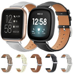 xDfind Flat Head Black Shark Fine Grain Leather Watch Band, For Fitbit Versa 4 / 3 / Sense2 / 1 20mm, For Fitbit Versa 2 / Versa / Versa Lite 22mm