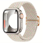 Correia de Relógio em Nylon com Laço e Fivela Escada com Capa PC Ultra 49mm com Filme, Para Apple Watch Series 44mm, Para Apple Watch Series 40mm, Para Apple Watch Series 10 / 11 46mm, Para Apple Watch Series 10 / 11 42mm, Para Apple Watch Series 45mm