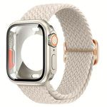Correia de Relógio em Nylon com Laço e Fivela Escada com Capa PC Ultra 49mm com Filme, Para Apple Watch Series 44mm, Para Apple Watch Series 40mm, Para Apple Watch Series 10 / 11 46mm, Para Apple Watch Series 10 / 11 42mm, Para Apple Watch Series 45mm