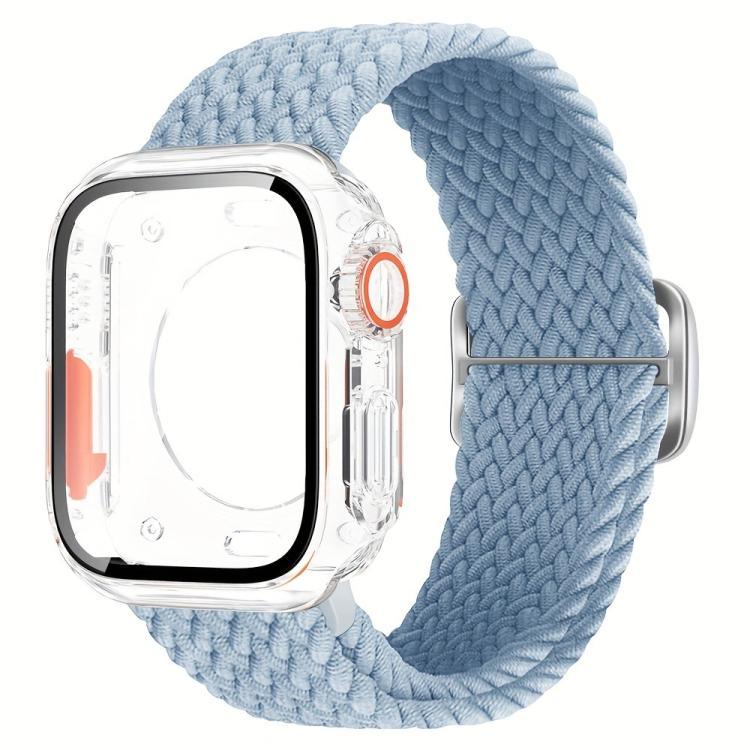 Correia de Relógio em Nylon com Laço e Fivela Escada com Capa PC Ultra 49mm com Filme, Para Apple Watch Series 44mm, Para Apple Watch Series 40mm, Para Apple Watch Series 10 / 11 46mm, Para Apple Watch Series 10 / 11 42mm, Para Apple Watch Series 45mm