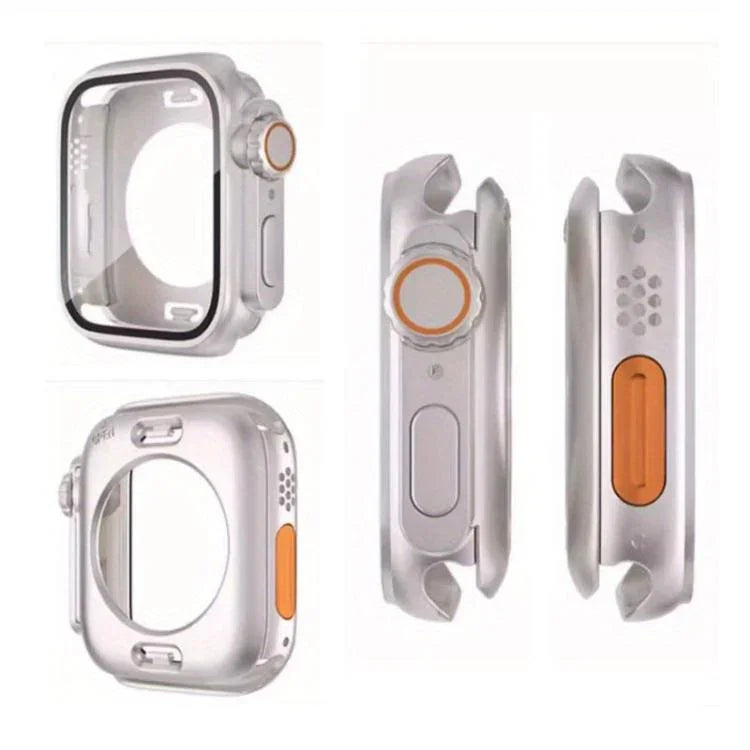 Correia de Relógio em Nylon com Laço e Fivela Escada com Capa PC Ultra 49mm com Filme, Para Apple Watch Series 44mm, Para Apple Watch Series 40mm, Para Apple Watch Series 10 / 11 46mm, Para Apple Watch Series 10 / 11 42mm, Para Apple Watch Series 45mm