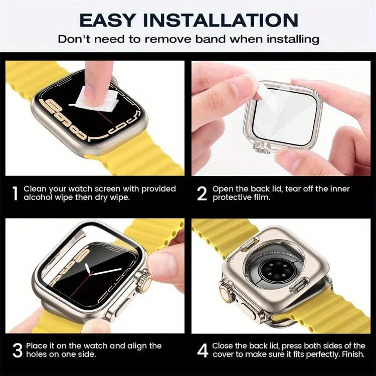 Correia de Relógio em Nylon com Laço e Fivela Escada com Capa PC Ultra 49mm com Filme, Para Apple Watch Series 44mm, Para Apple Watch Series 40mm, Para Apple Watch Series 10 / 11 46mm, Para Apple Watch Series 10 / 11 42mm, Para Apple Watch Series 45mm