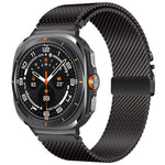 Correia de Relógio Milanese em Aço Titânio com Fivela de Guarda-chuva, Para Samsung Galaxy Watch Ultra / Ultra 2025, Para Samsung Galaxy Watch8 / Watch8 Classic