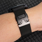 Correia de Relógio Milanese em Aço Titânio com Fivela de Guarda-chuva, Para Samsung Galaxy Watch Ultra / Ultra 2025, Para Samsung Galaxy Watch8 / Watch8 Classic