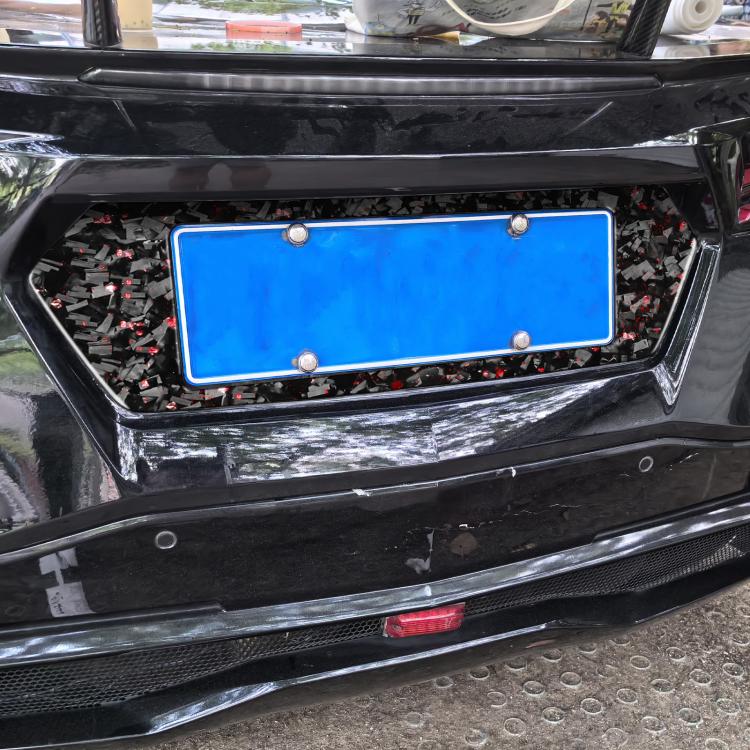 Forged Gold Foil Carbon Fiber Car Rear License Plate Frame Decorative Sticker for Chevrolet Corvette C8 2020-, Left and Right Driver, Rear License Plate Frame
