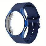 Pulseira de Relógio em Silicone com Caixa TPU, Para Samsung Galaxy Watch 7 44mm, Para Samsung Galaxy Watch 7 40mm, Para Samsung Galaxy Watch 4 Classic 46mm, Para Samsung Galaxy Watch 4 Classic 42mm