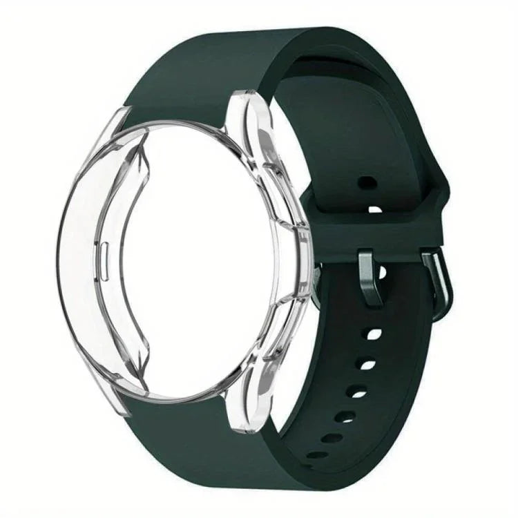 Pulseira de Relógio em Silicone com Caixa TPU, Para Samsung Galaxy Watch 7 44mm, Para Samsung Galaxy Watch 7 40mm, Para Samsung Galaxy Watch 4 Classic 46mm, Para Samsung Galaxy Watch 4 Classic 42mm
