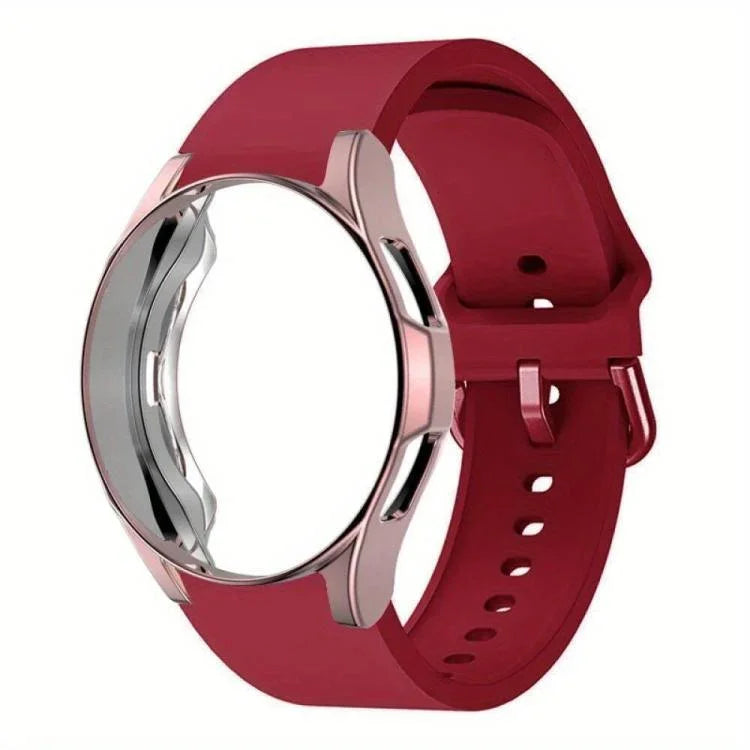 Pulseira de Relógio em Silicone com Caixa TPU, Para Samsung Galaxy Watch 7 44mm, Para Samsung Galaxy Watch 7 40mm, Para Samsung Galaxy Watch 4 Classic 46mm, Para Samsung Galaxy Watch 4 Classic 42mm
