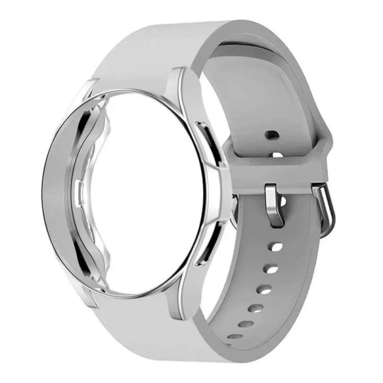 Pulseira de Relógio em Silicone com Caixa TPU, Para Samsung Galaxy Watch 7 44mm, Para Samsung Galaxy Watch 7 40mm, Para Samsung Galaxy Watch 4 Classic 46mm, Para Samsung Galaxy Watch 4 Classic 42mm